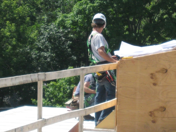 Fall Protection Safety Workers With Harnesses